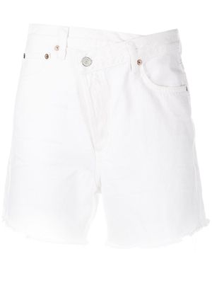 AGOLDE asymmetric-button denim shorts - White