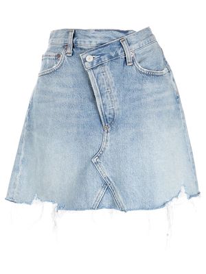 AGOLDE asymmetric distressed denim mini skirt - Blue