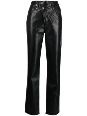 AGOLDE asymmetric recycled leather-blend trousers - Black