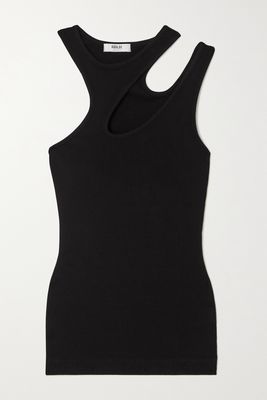 AGOLDE - Athena Cutout Ribbed Stretch Organic Cotton And Lyocell-blend Tank - Black