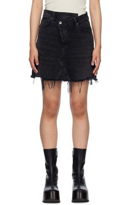 AGOLDE Black Criss-Cross Denim Miniskirt