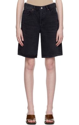 AGOLDE Black Low-Rise Denim Shorts