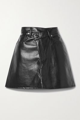AGOLDE - Criss Cross Recycled Leather-blend Mini Skirt - Black