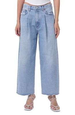 AGOLDE Dagna Pleated Raw Hem Crop Baggy Organic Cotton Jeans in Peril