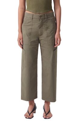 AGOLDE Daria High Waist Crop Wide Leg Twill Utility Pants in Duffle