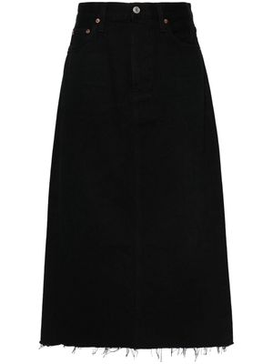 AGOLDE frayed midi skirt - Black