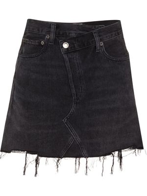 AGOLDE fringed denim mini skirt - Black