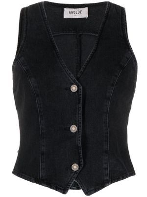 AGOLDE Heller button-up denim waistcoat - Black
