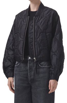 AGOLDE Iona Quilted Nylon Jacket in Black
