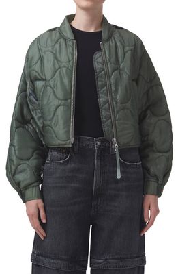 AGOLDE Iona Quilted Nylon Jacket in Laurel