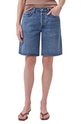 AGOLDE Jort Relaxed Low Rise Long Organic Cotton Denim Shorts in Spiral