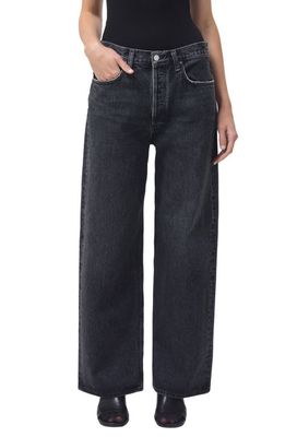 AGOLDE Low Rise Baggy Organic Cotton Jeans in Paradox Md Washed Blk