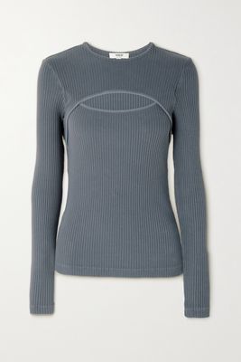 AGOLDE - Lyza Cutout Ribbed Cotton Top - Gray
