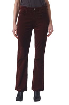 AGOLDE Nico High Waist Bootcut Velvet Pants in Chocolate Milk