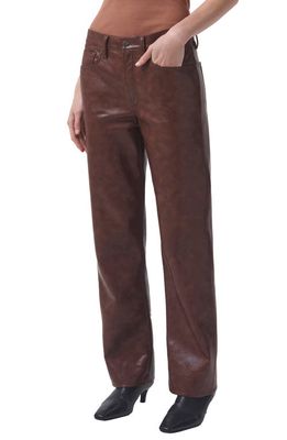 AGOLDE Sloane High Waist Straight Leg Recycled Leather Pants in Cola