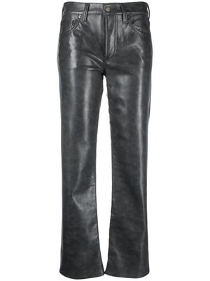 AGOLDE Sloane mid-rise straight-leg leather trousers - Grey