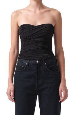 AGOLDE Tonia Twist Strapless Tube Top in Black