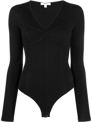 AGOLDE V-neck long-sleeved bodysuit - Black