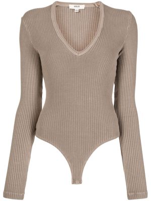 AGOLDE V-neck long-sleeved bodysuit - Brown