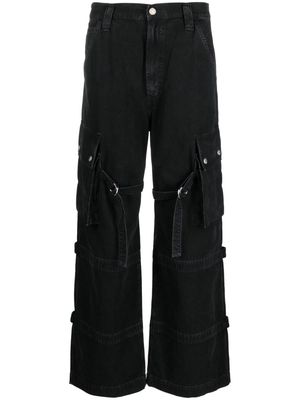 AGOLDE Vivian strap-detailing wide-leg jeans - Black