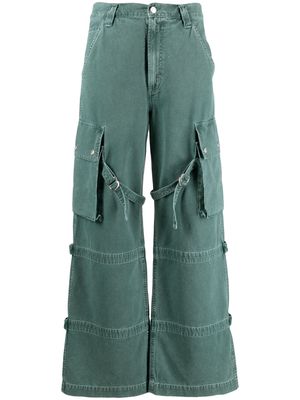 AGOLDE Vivian strap-detailing wide-leg jeans - Green