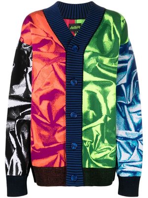 AGR abstract-pattern print cardigan - Green