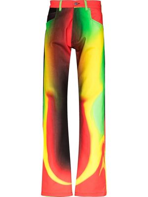 AGR abstract-print straight-leg jeans - Yellow