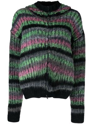 AGR brushed-mohair striped hoodie - Black