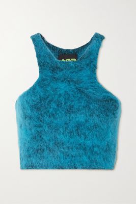 AGR - Cropped Brushed Stretch-knit Top - Blue
