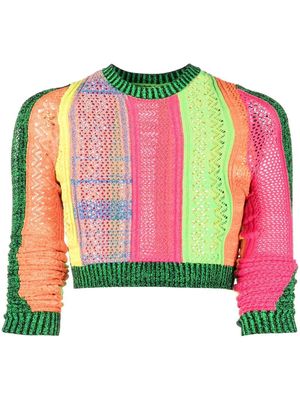 AGR cropped open-knit jumper - Green