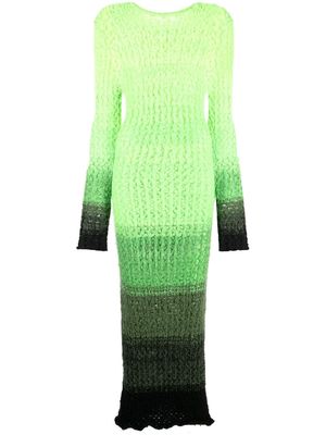 AGR faded-effect open-knit dress - Green