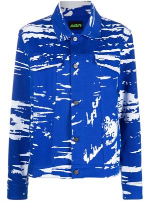 AGR graphic-print cotton shirt jacket - Blue