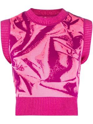 AGR jacquard-knit sweater vest - Pink