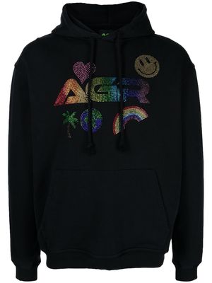 AGR logo-print cotton hoodie - Black