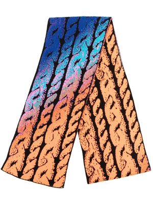 AGR merino-wool gradient cable-knit-print scarf - Orange