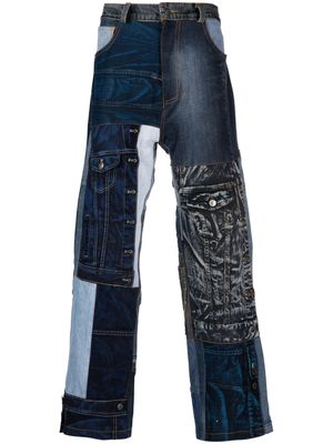 AGR patchwork-design straight-leg jeans - Blue