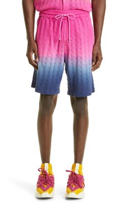 AGR Playful Power Gradient Cotton Knit Shorts in Pink/Midnight