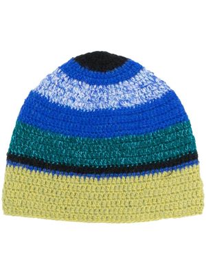 AGR stripe-knit beanie hat - Blue