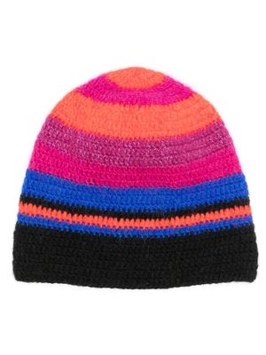 AGR striped crochet beanie hat - Pink