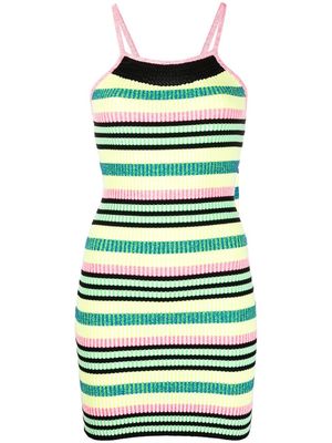 AGR striped-knit mini dress - Yellow