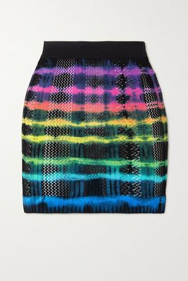 AGR - Tie-dye Pointelle-knit Mini Skirt - Black