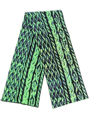 AGR trompe l'oeil cable-knit merino scarf - Green