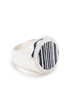 AGR vertical stripe signet ring - Silver