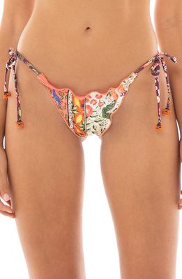 Agua Bendita Alegria Seed Embroidered Side Tie Bikini Bottoms in Multi