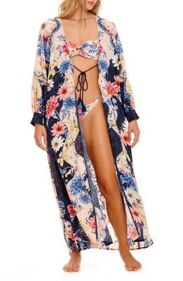 Agua Bendita Isabelle Ross Floral Print Cover-Up Wrap in Blue Multicolor