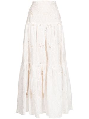 Agua By Agua Bendita Anis linen maxi skirt - White