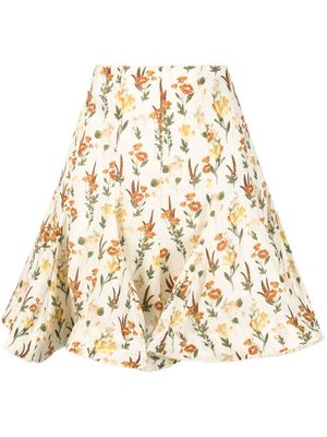 Agua By Agua Bendita Cerezo Clementina floral-print linen skirt - Neutrals