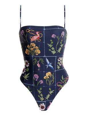 Agua By Agua Bendita Durazno Paraíso embroidered swimsuit - Blue