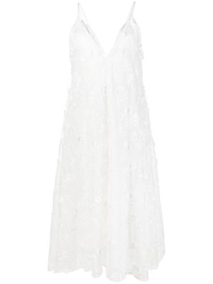Agua By Agua Bendita floral-embroidered midi dress - White