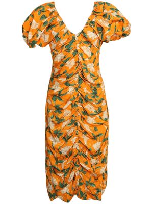Agua By Agua Bendita floral-print ruched dress - Orange